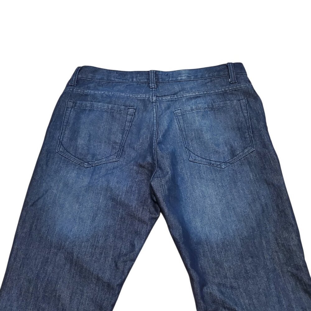PD&C Mens Distressed Blue Jeans Slim Straight Dark Wash 5-Pocket - Picture 7 of 11